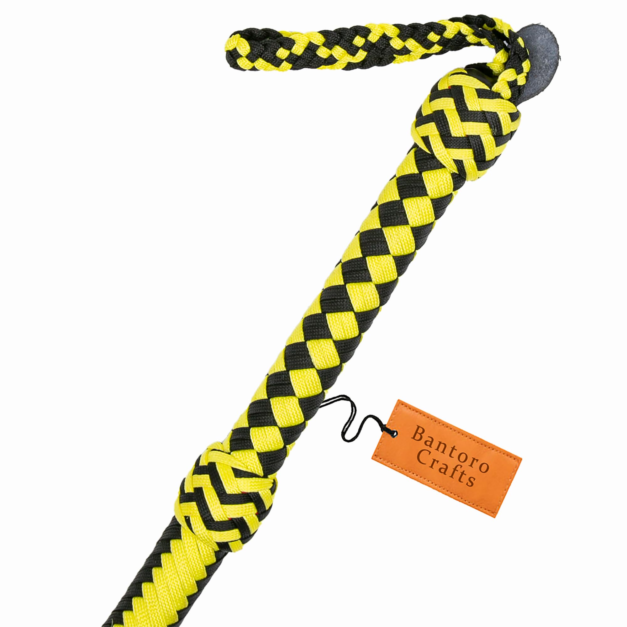 Nero e Giallo Paracord/Frusta in Nylon Frusta 16 trecce Fili Intrecciatura in Pelle Pancia e Rinforzo in Pelle all'Interno Frusta rumorosa Che schiocca