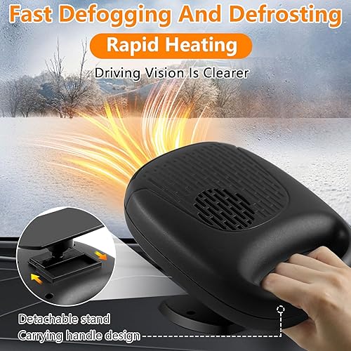 Miniatura 3 de BESWORLDS Calentador de coche de 12 V 120 W para parabrisas de calefacción rápida desempañador con encendedor de cigarrillos enchufable, modo dos en