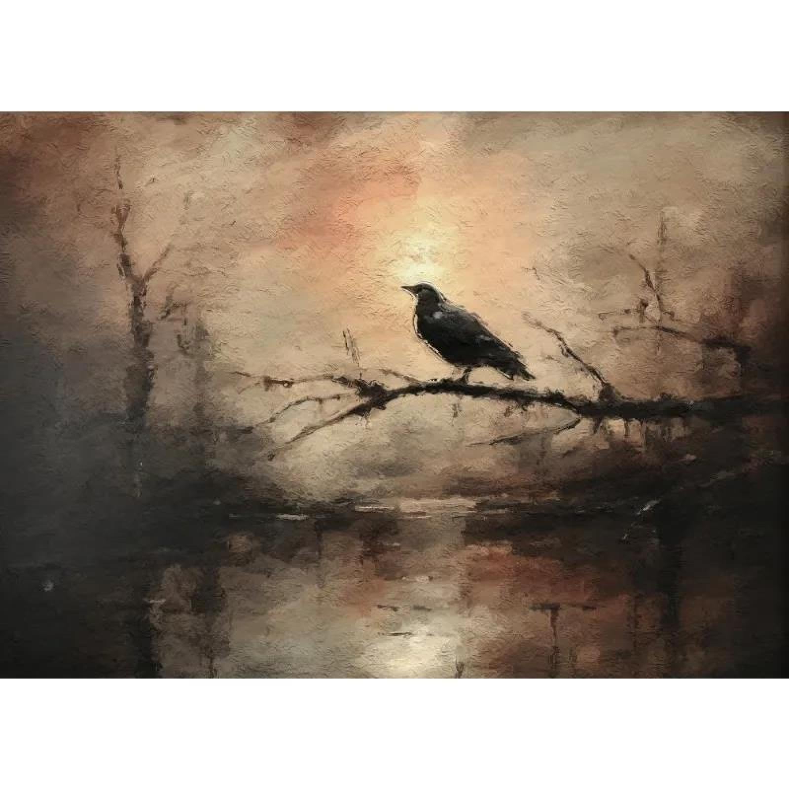 Baibexing Vintage Bird Raven Poster Prints Abstract Crow Dark Canvas Painting Wall Art For Living Room Home Decor A1 30X40Cm Unframed