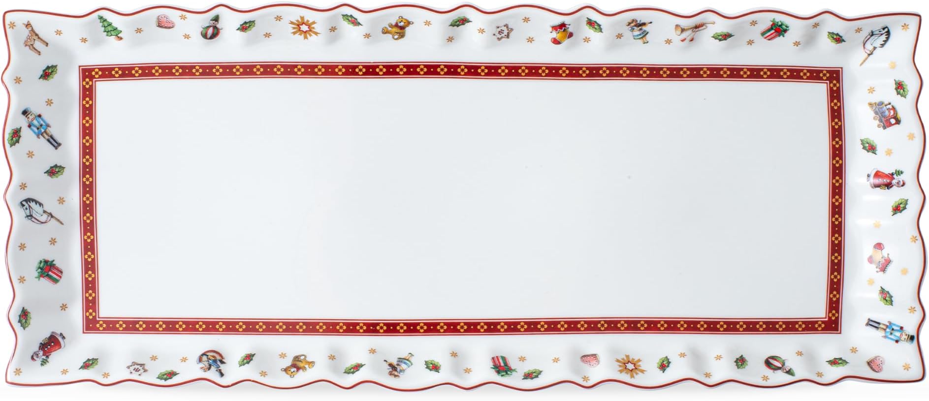 Toy's Delight King Cake Plate Rectangular, Microwave Safe, Large Cake Plate, Serving Plate, Serving Board, Tray for Cake and Biscuits, Premium Porcelain