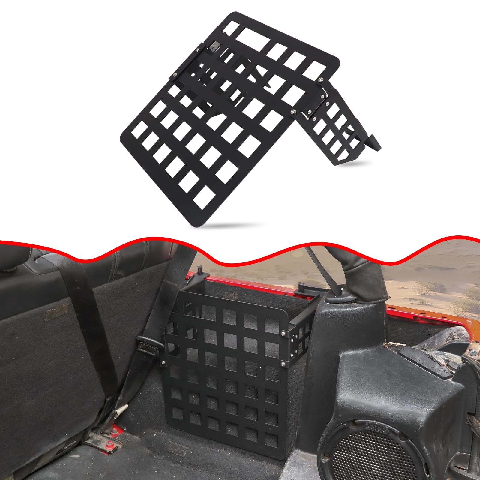 Photo 1 of MFC Rear Cargo Storage Rack Shelf Metal Trunk Organizer Storage Shelf Compatible with for Jeep Wrangler JK Unlimited 4-Door 2007-2018,Right Side