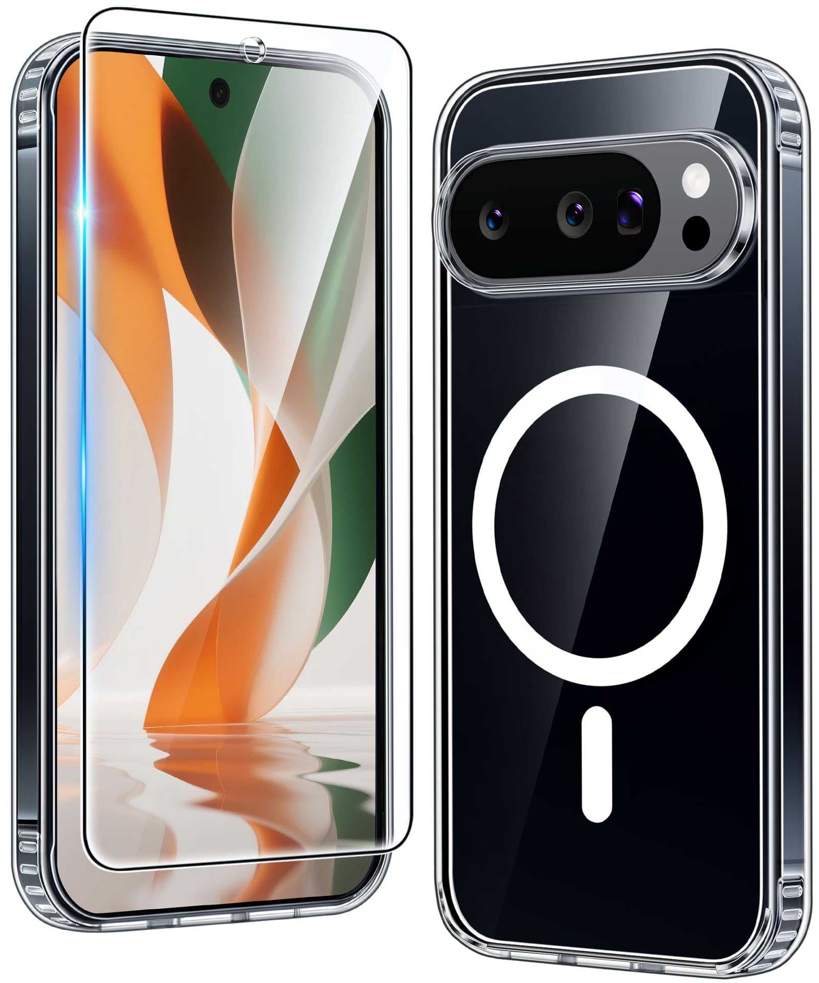 FNTCASE for Google Pixel-10-Pro XL Case: Clear Pixel 9 Pro XL Phone Cases Magnetic with Screen Protector Transparent Slim Cell Cover Anti Yellowing Rugged Shockproof Protective (Clear)Global Recycled StandardRecycled Claim Standard BlendedGlobal Recycled StandardGlobal Recycled Standard