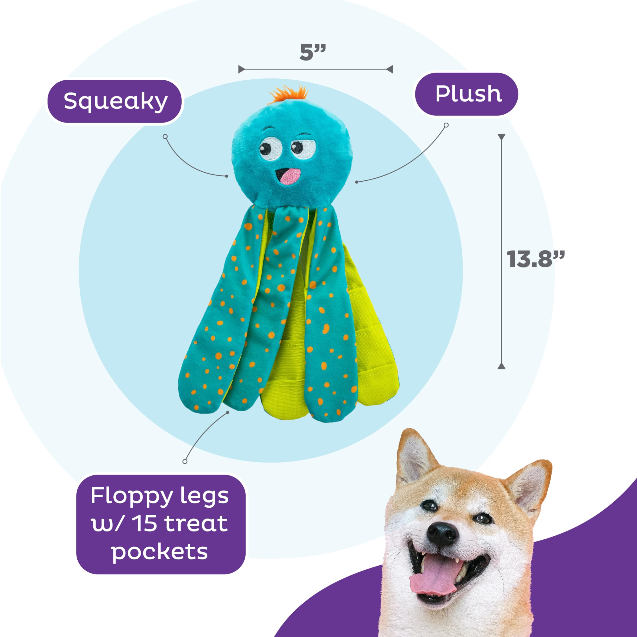 Outward Hound by Nina Ottosson Silly Legz Interactive Plush Dog Puzzle, Dog Enrichment Toys, Plush, Floppy, Long, Octopus, Blue - image 3