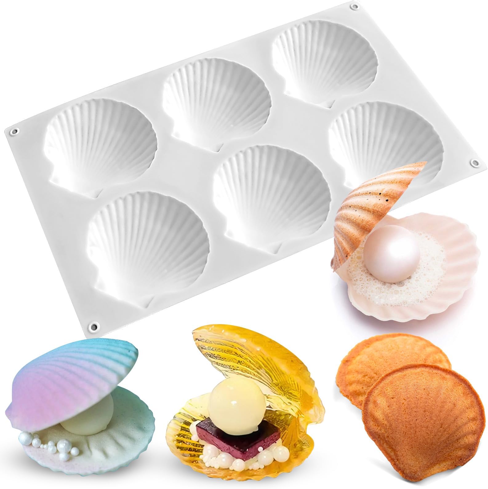 Shell Shaped Silicone Molds, Large Seashell Baking Molds Marine Theme Chocolate Cake Fondant Molds 3D Ocean Epoxy Resin Crafting Projects