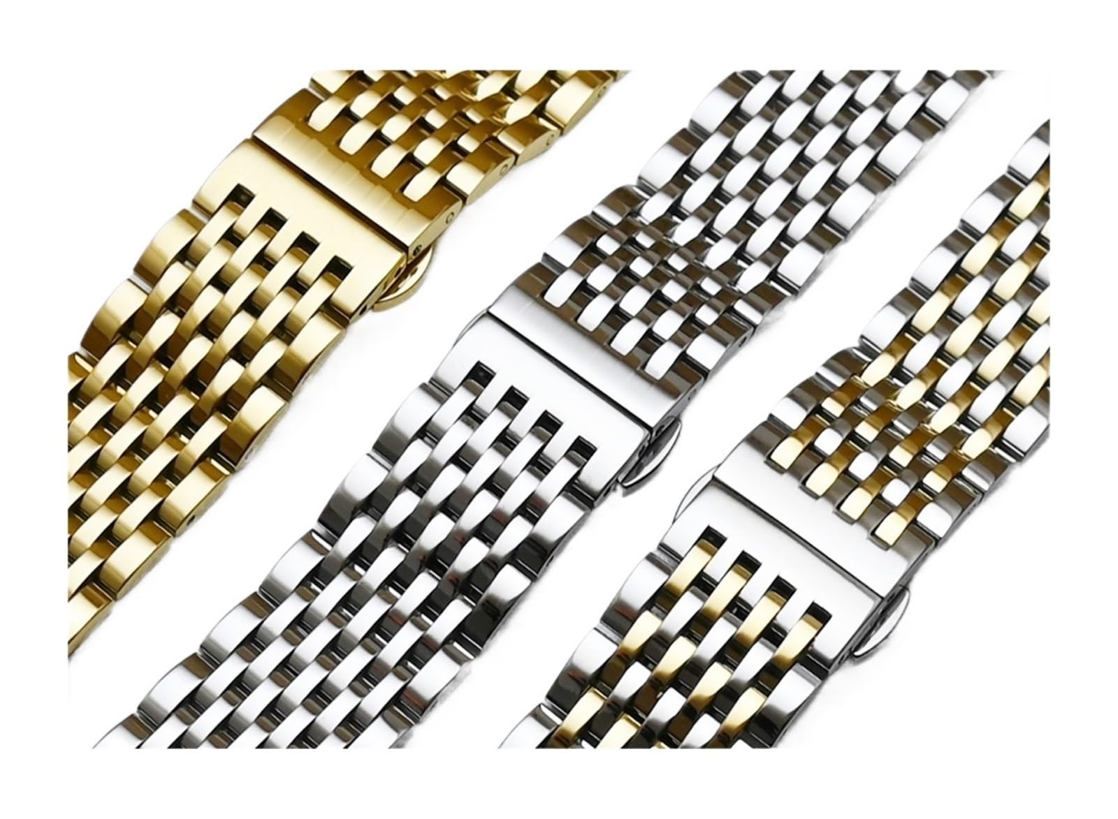 NASUNJIA Bande de montre en acier inoxydable finale 12mm 14mm 16mm 18mm 19mm 20mm 20mm Montre de remplacement Bracelet de montre Bracelet(Silver rose gold,16mm)
