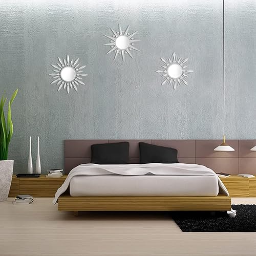 Vista 33 de Manortang Decoración de pared dorada de metal de 9 pulgadas, arte abstracto de sol, luna y estrella, arte de pared adornado con planeta místico