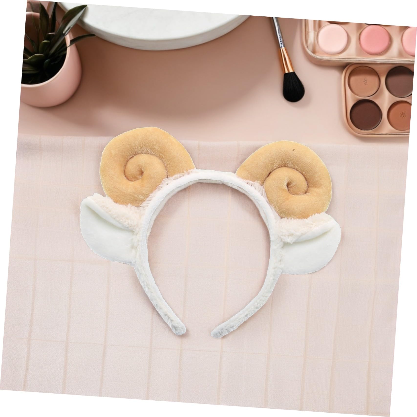Lammohr Stirnband 2 Stück-pack aus Stoff in Khaki für Damen | Schafshorn Form, Leicht zu Tragen und Hält das Haar, Geeignet für Make Up und Spa