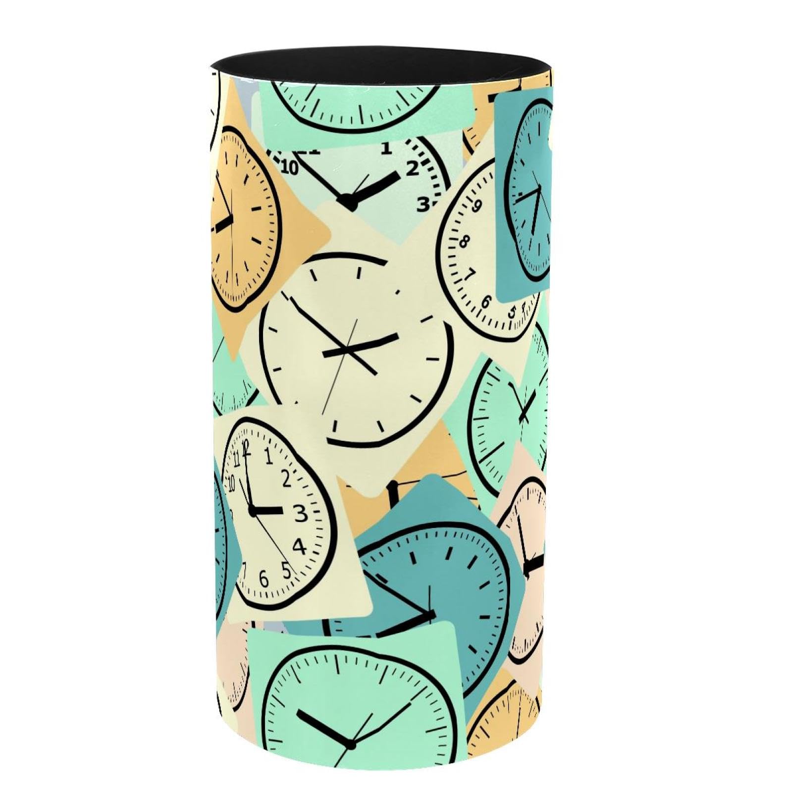 Porte-stylos boîte à musique et pot à crayons avec motif horloge numérique pour bureau