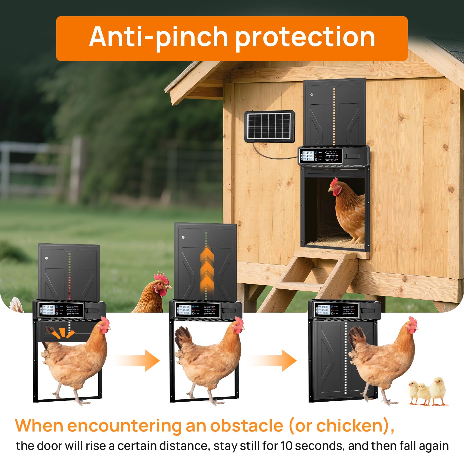 Puerta automática para gallinero solar impermeable control remoto para gallinas patos aves de corral
