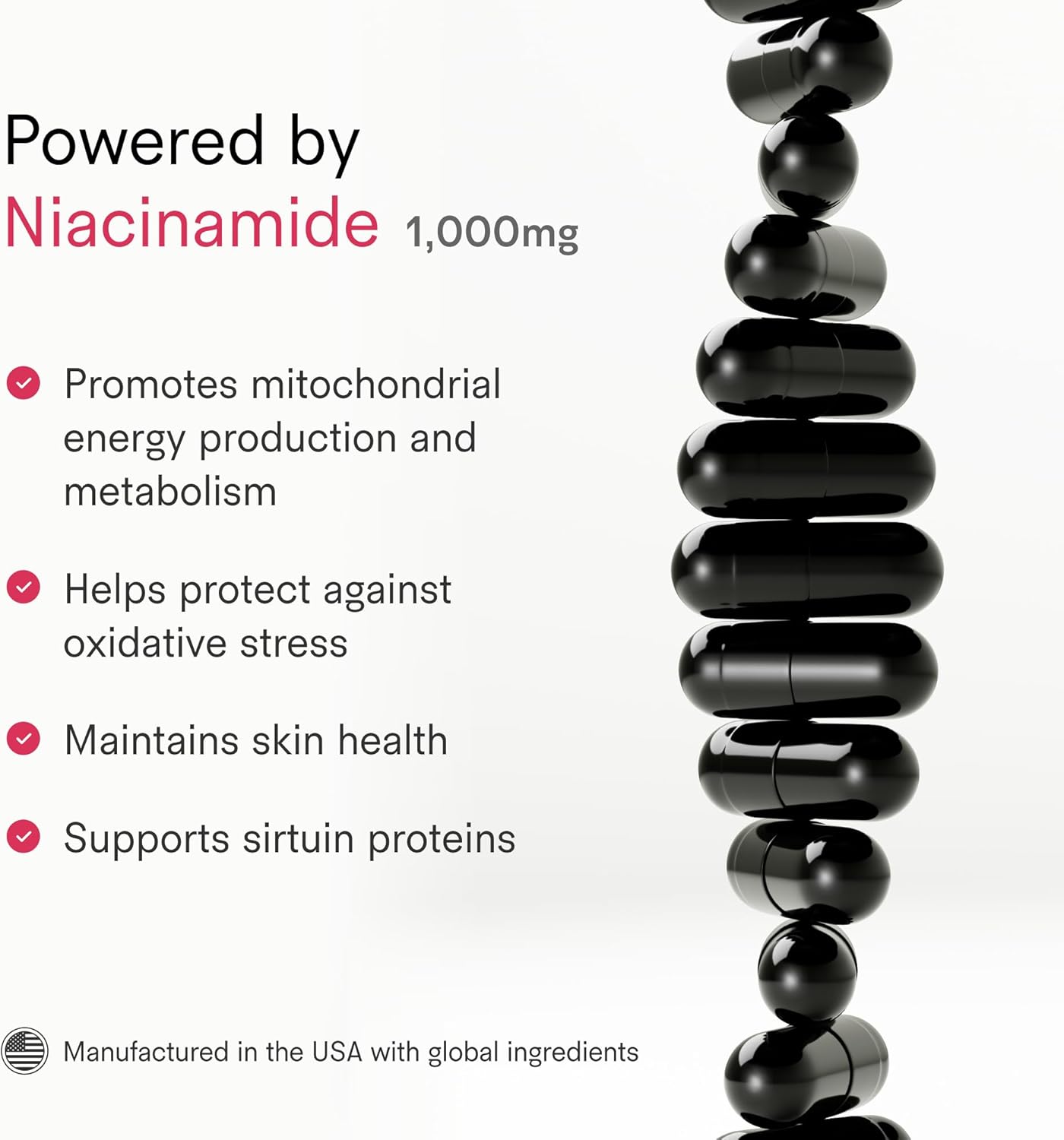 Tally Health NAD+ Supplement – 1000mg Niacinamide | Boosts Cellular Energy, Metabolism & Longevity | Supports Healthy Aging, Skin Hydration & Brain Function | Vegan, Non-GMO, Gluten-Free | 60 Capsules - Image 4