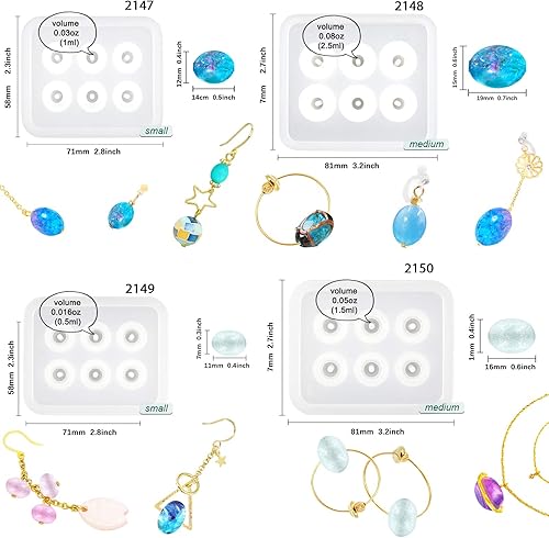 Miniatura 3 de Beads Resin Molds with Hole for Gemstone Cabochon Jewelry Casting 14-Count