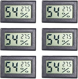 KisSealed 6 Pack Mini Digital Electronic Temperature Hygrometer, Small Indoor Temperature and Humidity Gauge Meter Monitor LCD Display Fahrenheit (℉) for Humidors, Greenhouse, Garden, Cellar, Jars