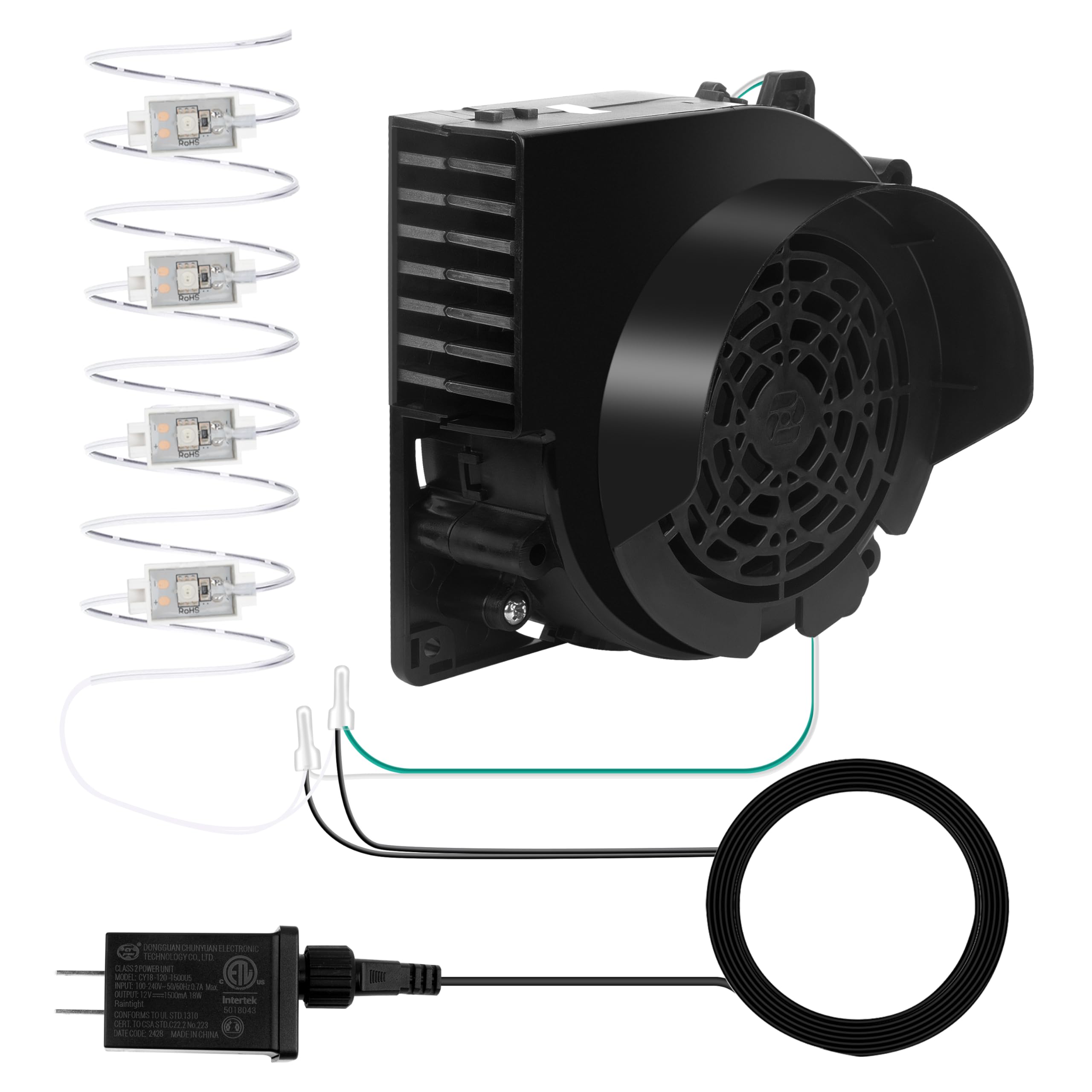 Nadmuchiwany mini wentylator z 4 diodami LED, wodoodporny wentylator 3100 (obr./min), do dekoracji nadmuchiwanych 1,9-2,7 m, Halloween, Boże Narodzenie, Wielkanoc, podwórze
