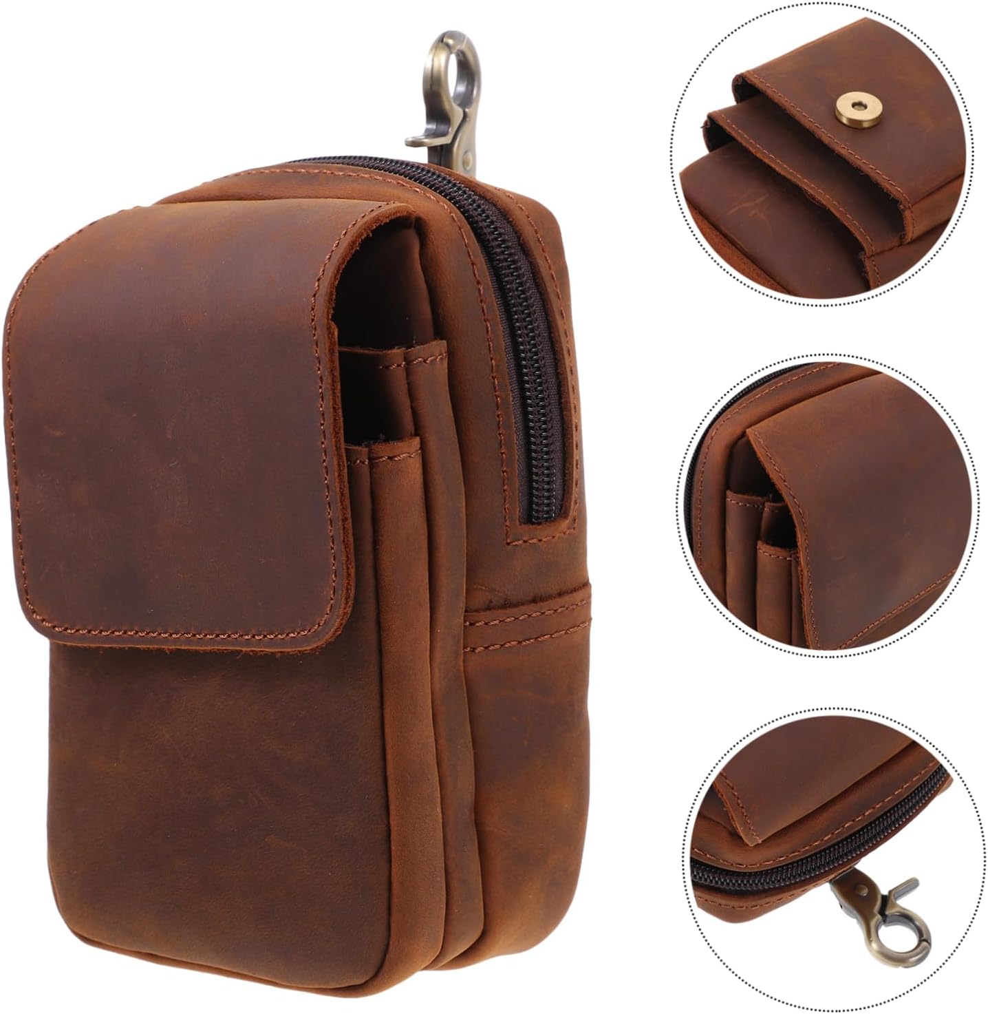 Multi-Functional Waist Bag for Phone Genuine Leather Outdoor Pouch Portable Anti-Lost Storage for Men for Work Travel and Everyday Use