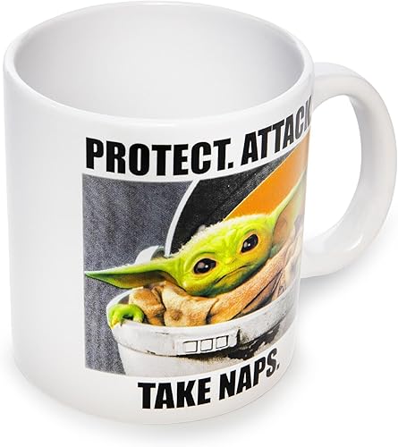 Miniatura 65 de Silver Buffalo Star Wars The Mandalorian Repeat Poses - Taza de café de cerámica estilo campista, 20 onzas Repetir Poses