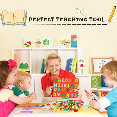 Miniatura 3 de SEPGLITTER Calcomanías de espuma con letras del alfabeto, 600 unidades, coloridas letras del alfabeto A-Z, calcomanías de espuma para niños,