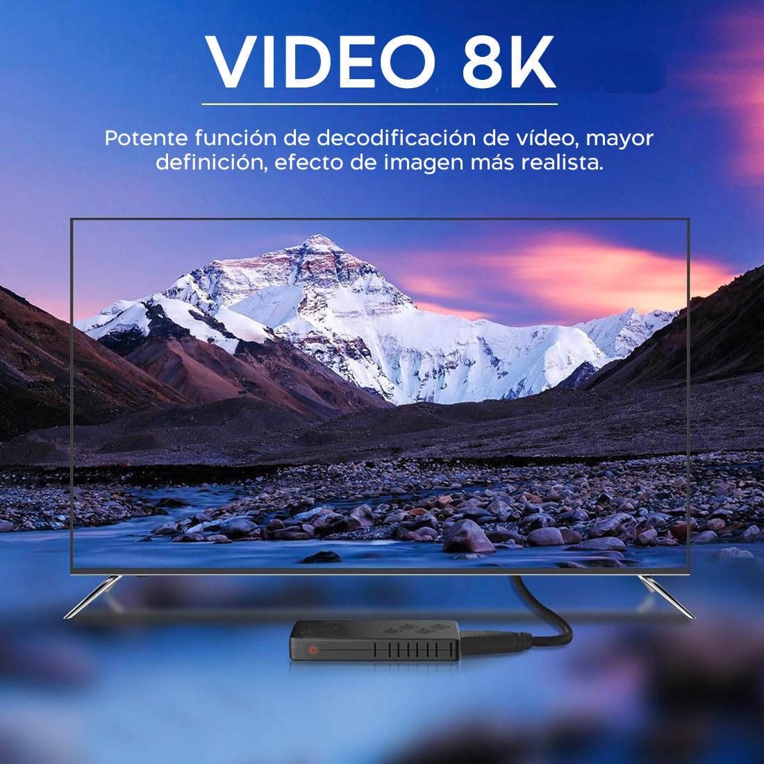 TV Box Stick Streaming 8K HD Android Connessione Wi-Fi con telecomando vocale