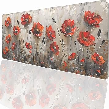 Abstract Flower Mouse Pad 600x300x3mm, Large Mouse Pad for Desk, with Stitched Edges, Non-Slip Rubber Base, Waterproof Keyboard Gaming Mousepad for Home & Office Desk Accessories LMDT7728
