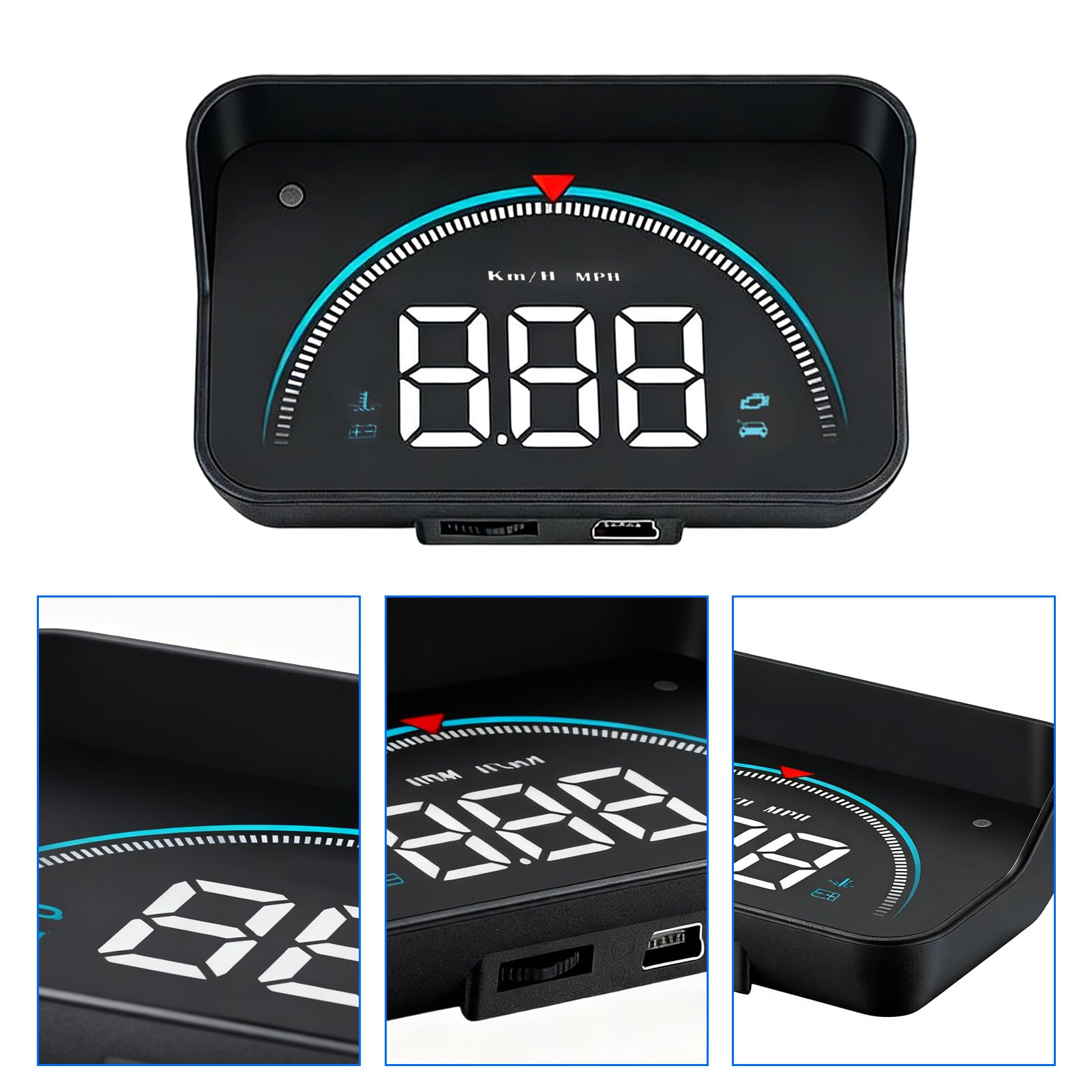 HUD projektor przedniej szyby samochodu, alarm o nadmiernej prędkości | Cyfrowy prędkościomierz GPS do SUV-ów, kamperów, samochodów dostawczych, samochodów ciężarowych