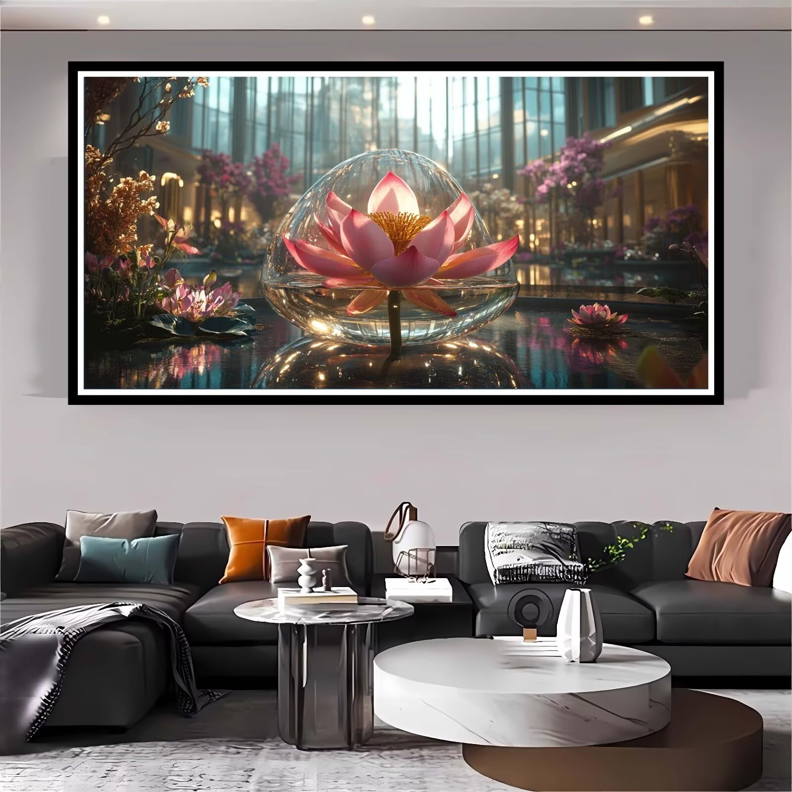 5D Diamond Painting kits voor volwassenen/kinderen, Golden Lotus DIY volledige boor diamant kunst kits, schilderen op nummer kits diamant schilderij accessoires, edelsteen kunst ambacht voor muur