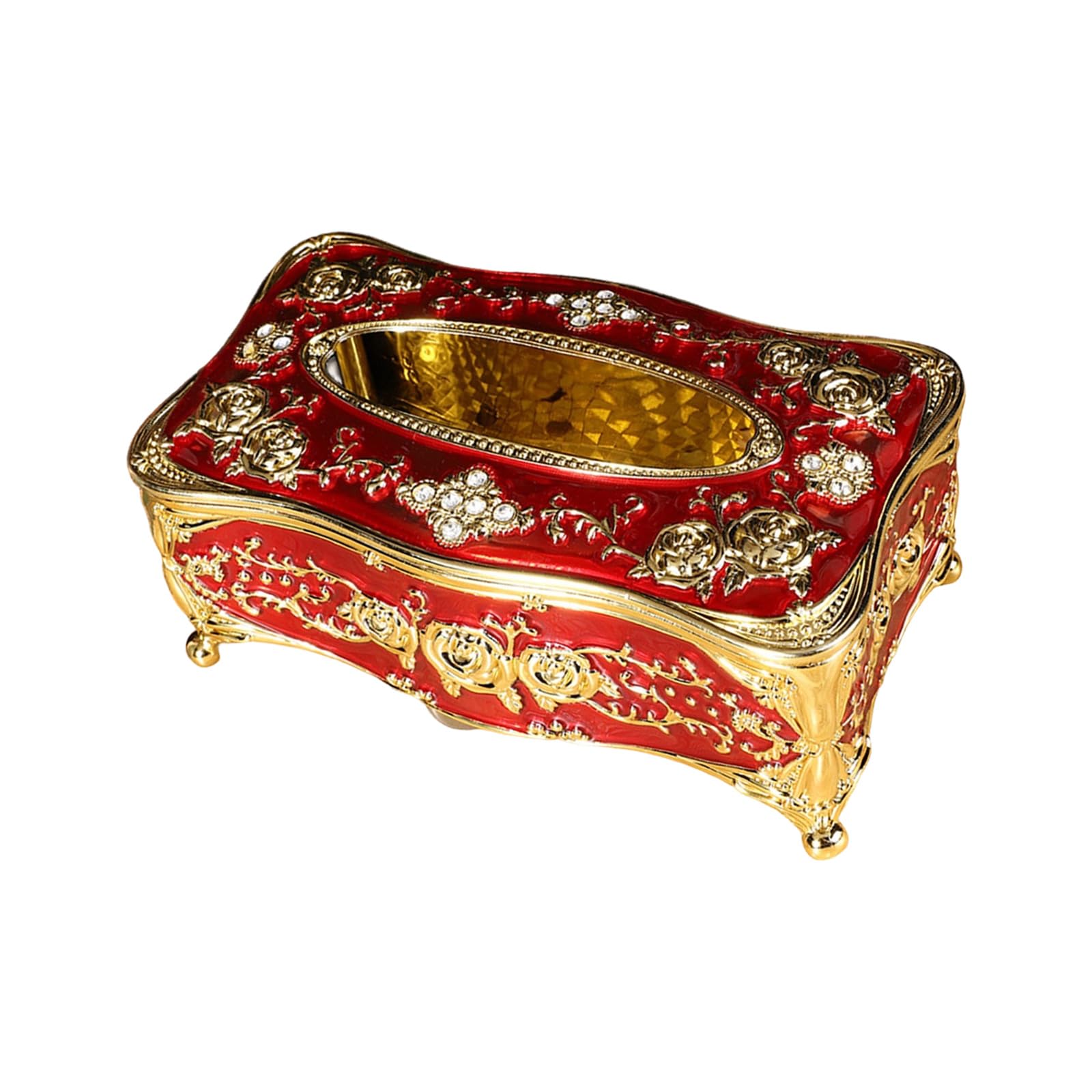 Classical European Inspired Tissue Box Featuring Beautiful Rose Motifs and Nonslip Base Rose Themed Tissue Dispenser ABS Dispenser