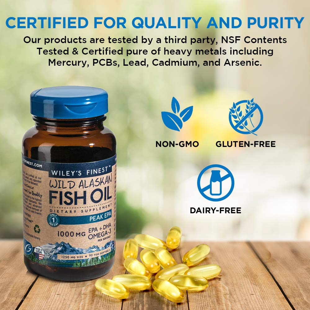Wiley's Finest Wild Alaskan Fish Oil 3X Triple Strength Peak EPA DHA