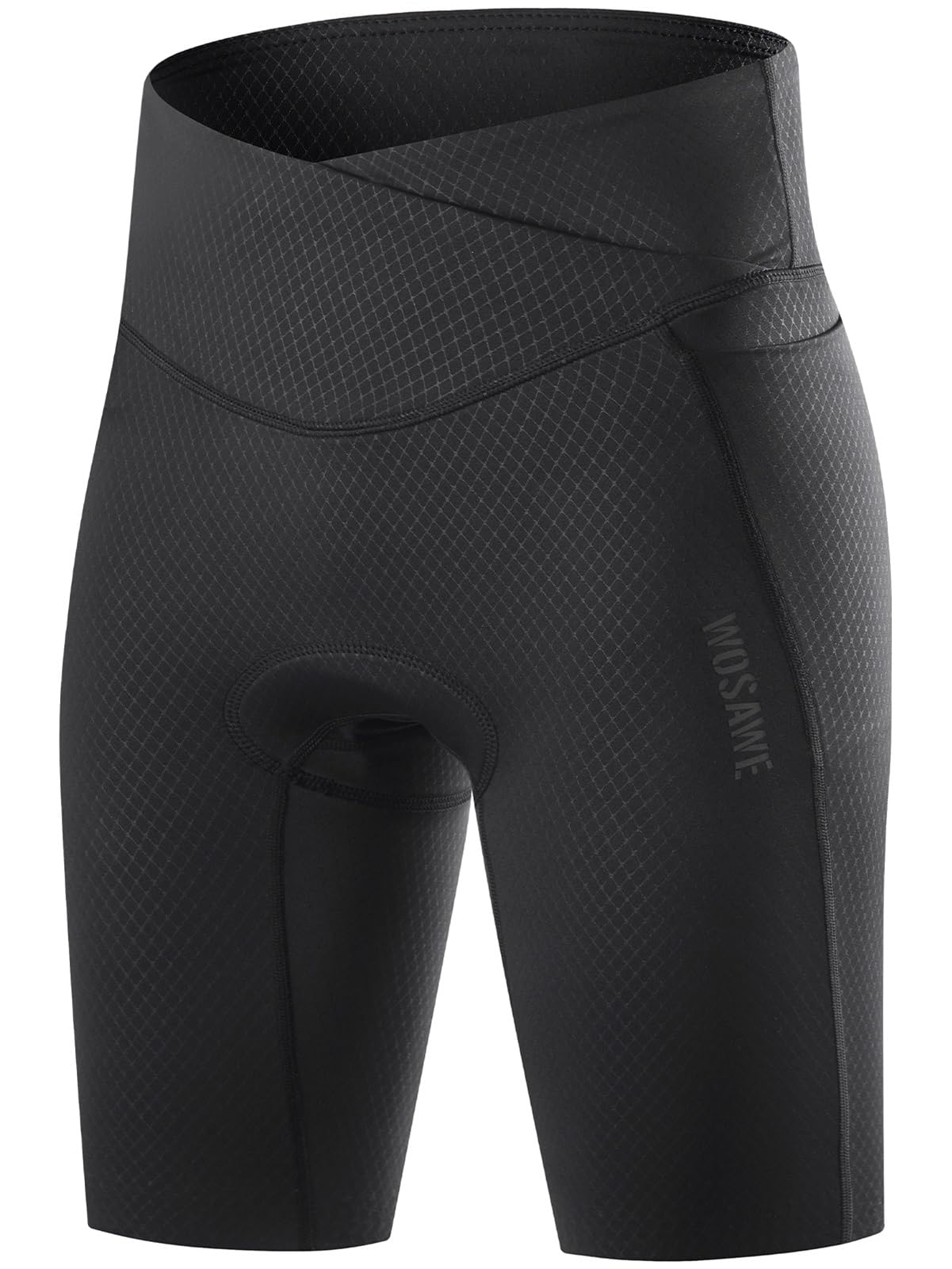 WOSAWE Women's High-Waisted Cycling Shorts 4D Padded Bike Underwear with Side Pockets for Summer Rides, Black M