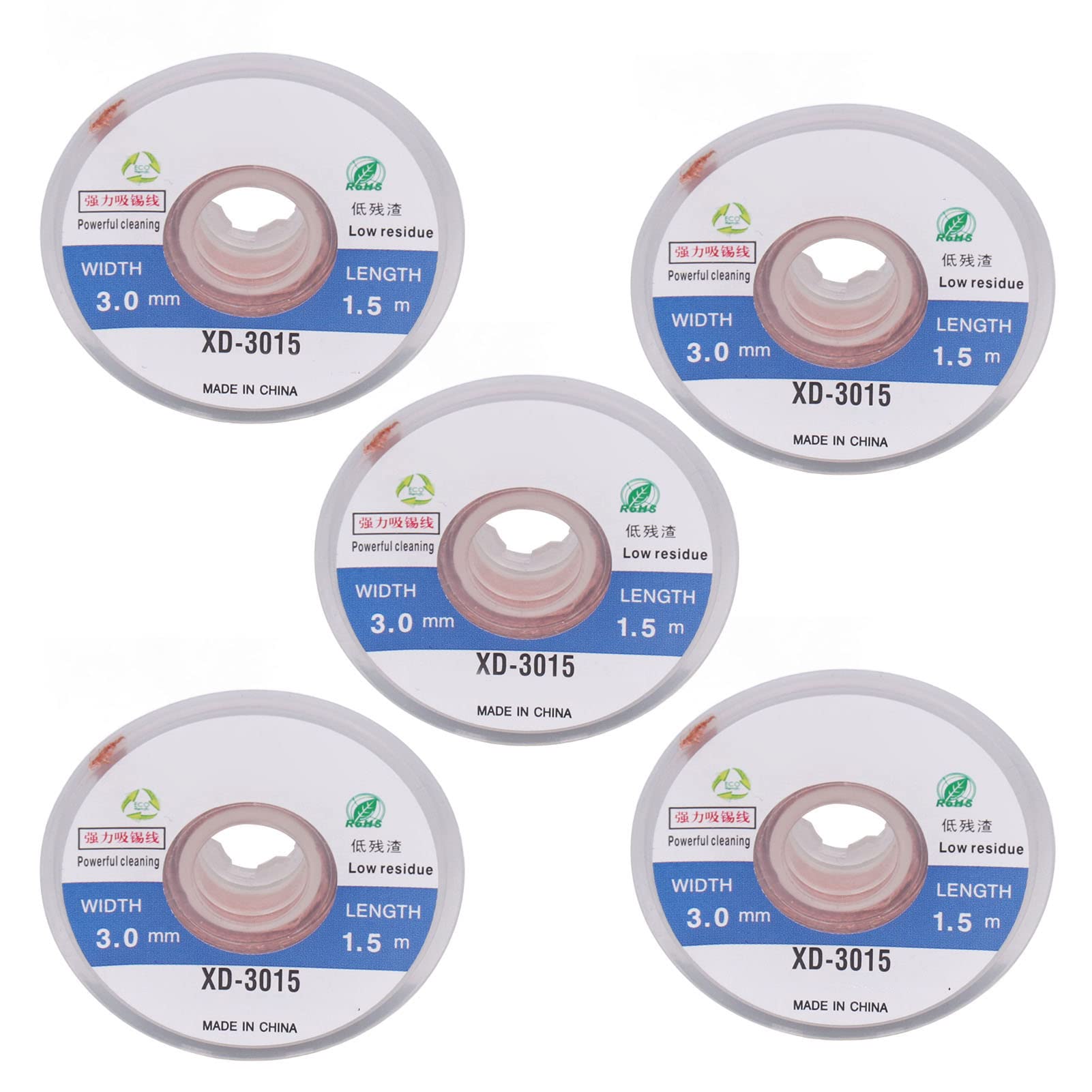 5 Pcs Solder Wick, Clean Desoldering Braid Wire, Strong Removal Ability, Solder Sucker Tool, Desoldering Wick, No Clean Solder Wick, for Bag