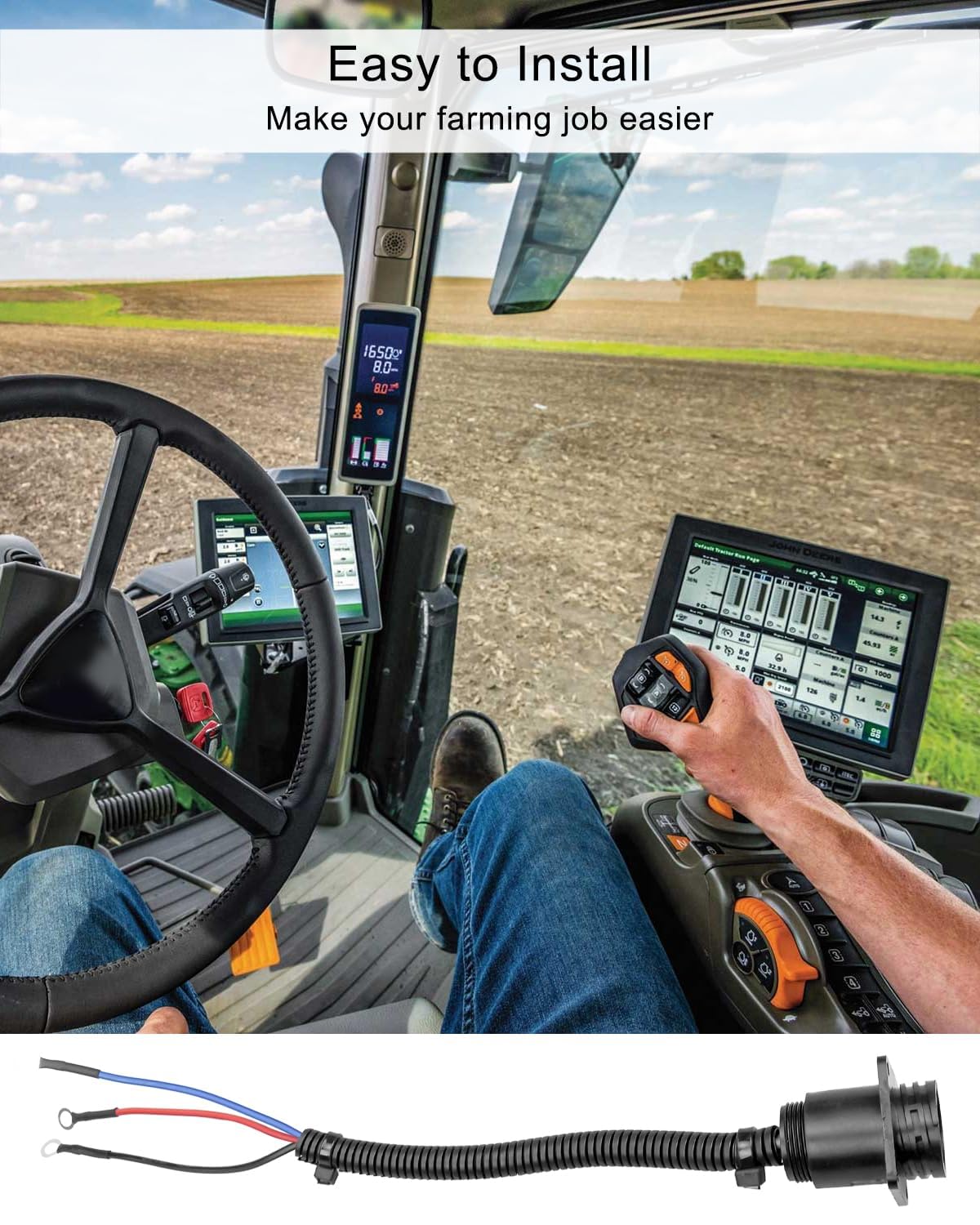 HUQUZN トラクター補助電源コンセントソケット John Deere 4045 4055 4255 4455 4560 4755 4760 4955 8570 8760 8770 8870 8960 8970 交換用ソケット RE488 525 A- RE48525