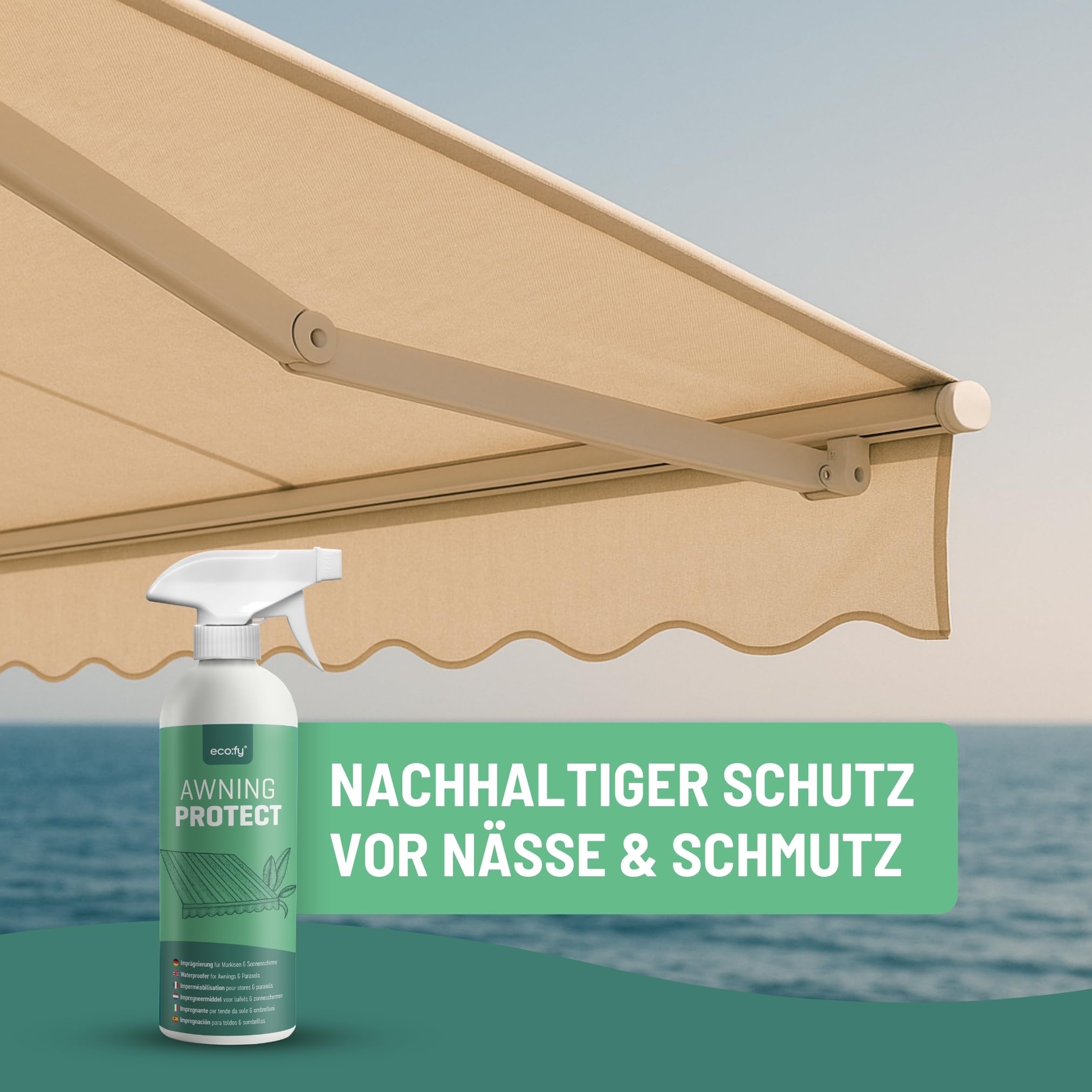 Amazon.de: eco:fy Markisen Imprgnierung 2,5L - Imprgnierspray fr Markisen,  Sonnenschirme & Sonnensegel - Schutz vor Feuchtigkeit & Schmutz -  UV-stabil, PFC-frei & biologisch abbaubar - Made in Germany