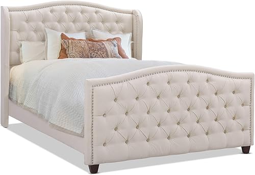 Miniatura 16 de Jennifer Taylor Home Marcella - Cama con respaldo copetudo y orejero, King, blanco brillante Poliéster blanco brillante,Terciopelo de rendimiento