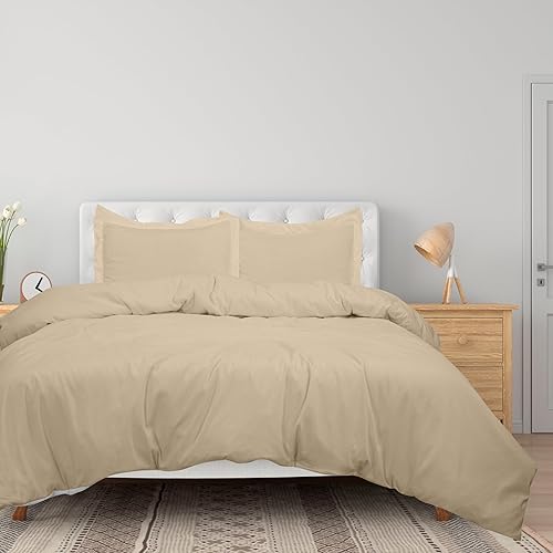 Miniatura 10 de Royale Linens Juego de funda de edredón azul lago tamaño matrimonial. Juego de funda de edredón de 3 piezas de doble cepillado con cierre de