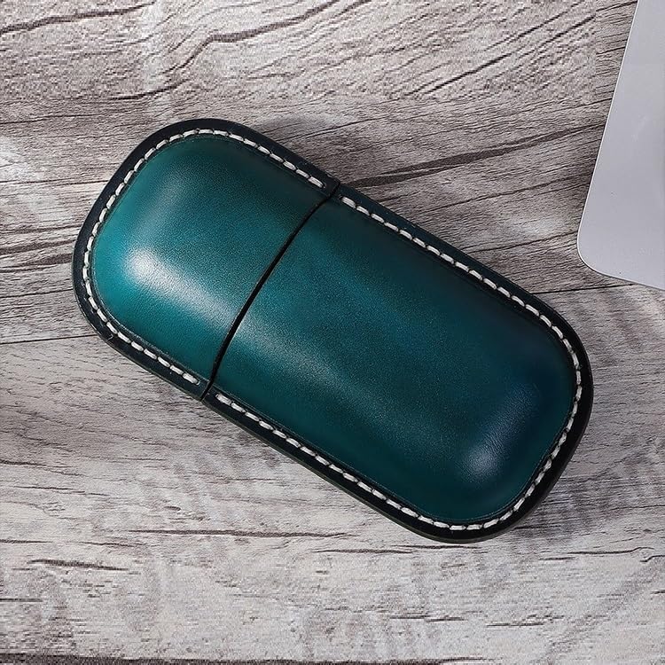A,Bafnsiji Obudowy z okularami retro, owalne pudełko z twardymi okularami, skórzane etui na okulary, skórzane etui na okulary dla kobiet i mężczyzn, ręcznie robione skórzane etui na okulary