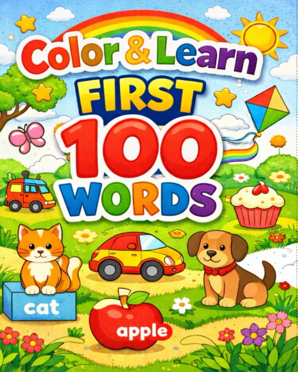 Color & Learn: First 100 Words: Coloring and Tracing Book for Toddlers and Preschoolers to Build Vocabulary, Letter Recognition, and Fine Motor Skills