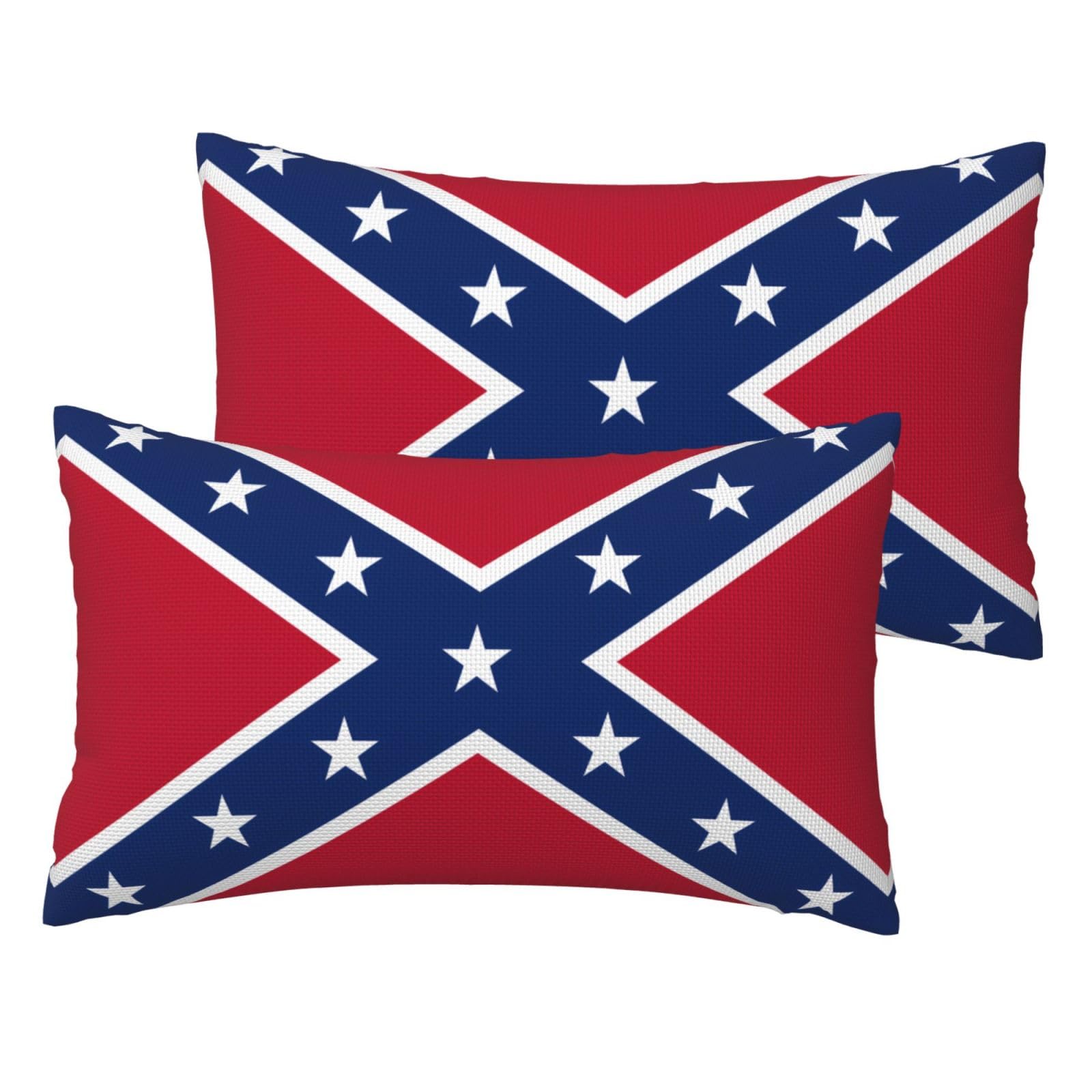 Wbqlsl Black Confederate Flag Imitation Linen Pillowcase -2 Sets Soft And Breathable Pillowcase Suitable For Use In Bedrooms Or On Sofas