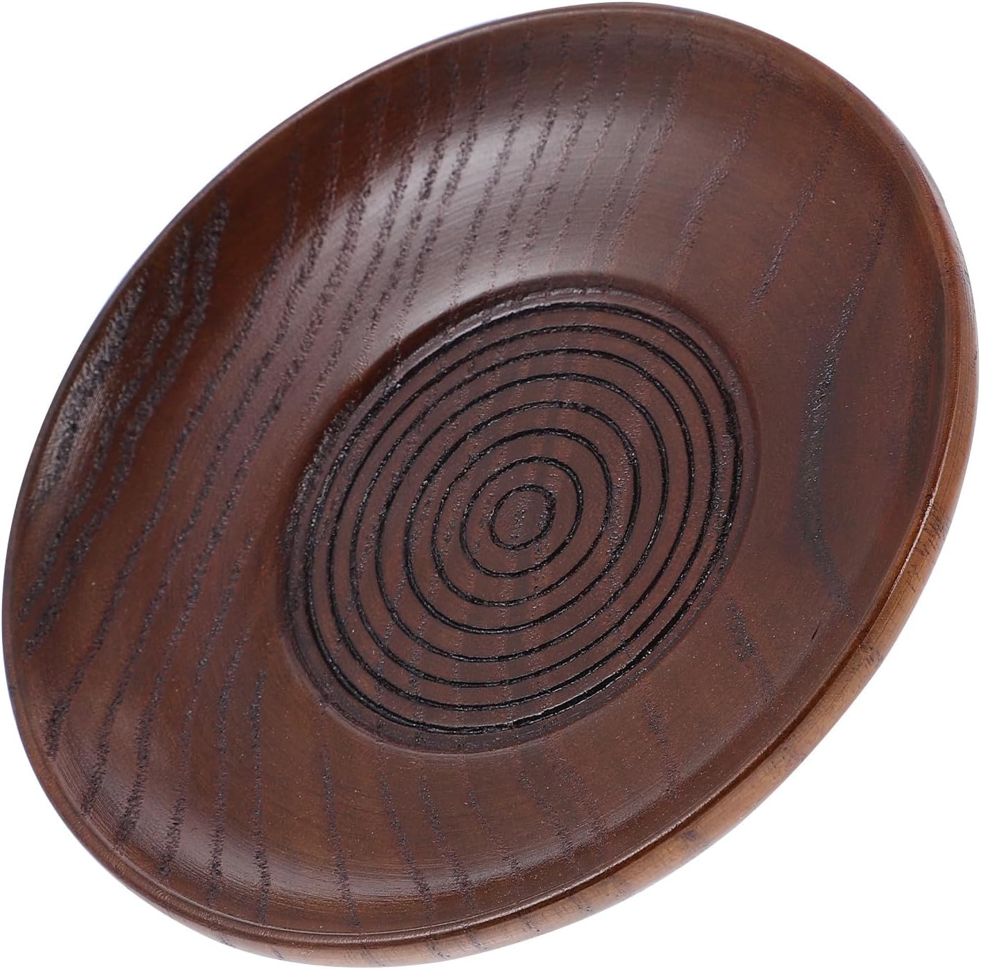 Wooden Side Dish Plate Artistic Pattern for Serving Condiments and Snacks, Unique Brown Wood Snack Plate for Home Dining and Entertaining