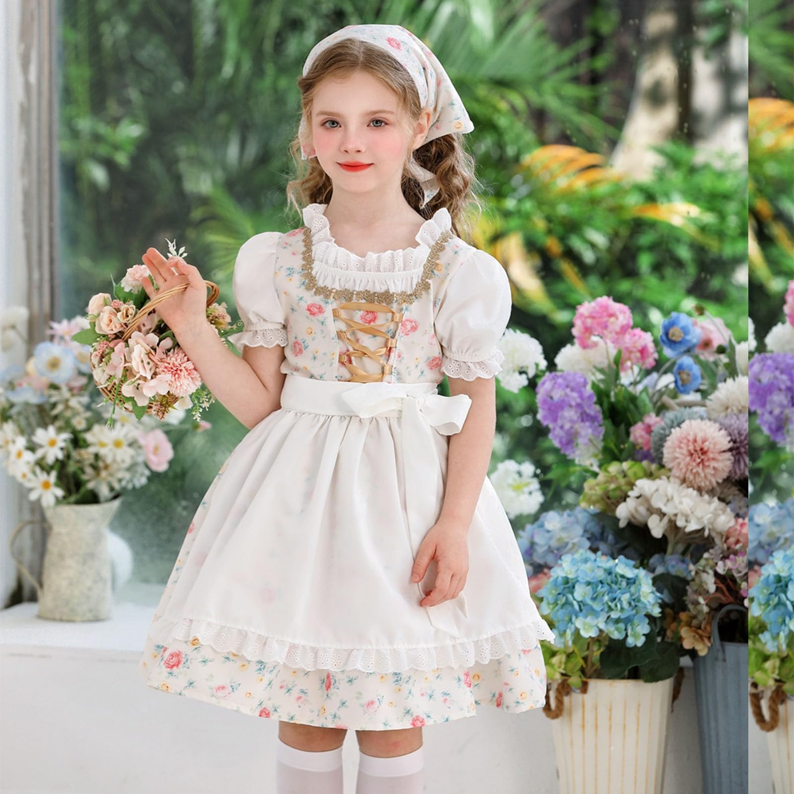 Mädchen Kinderdirndl Spitze Trachtenmode Blusen Kostüm Kinder Oktoberfest