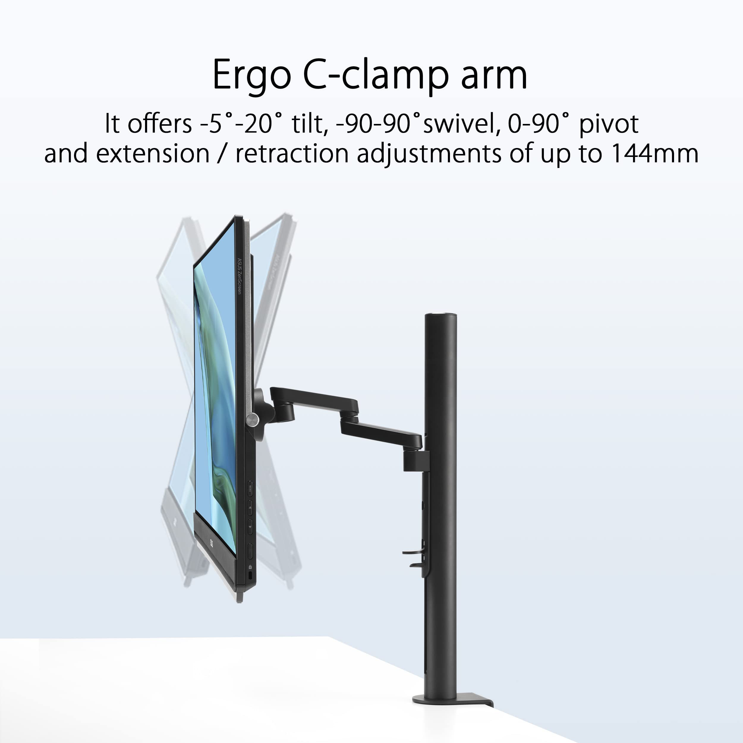 ASUS ZenScreen MB249C - Monitor portátil de 23,8" FHD (1920 x 1080), sin Marco, IPS, antirreflejos, USB-C, Altavoces, peana, Abrazadera en C, Gancho para separadores, sostenibilidad ecológica