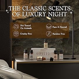 SALUBRITO Hotel Fragrance Oil Set, Luxury Essential Oil Set for Diffuser, Candle, Soap Making Scents, Luxury Night, White Tea, Lemon & Thyme, Citrus Bliss, Hotel Lobby, Jasmine & Mint, Strong Scented