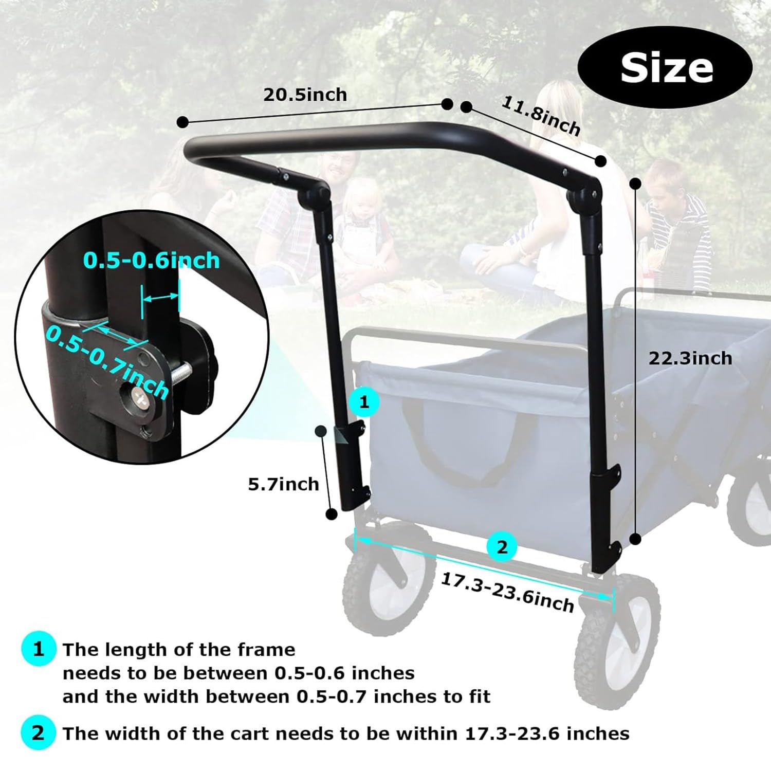 1 STK. Faltbarer Klappwagen Schiebegriff Wagen Ausrüstung Schwarz Leichter Ausziehbarer Wagen Trolley Zubehör