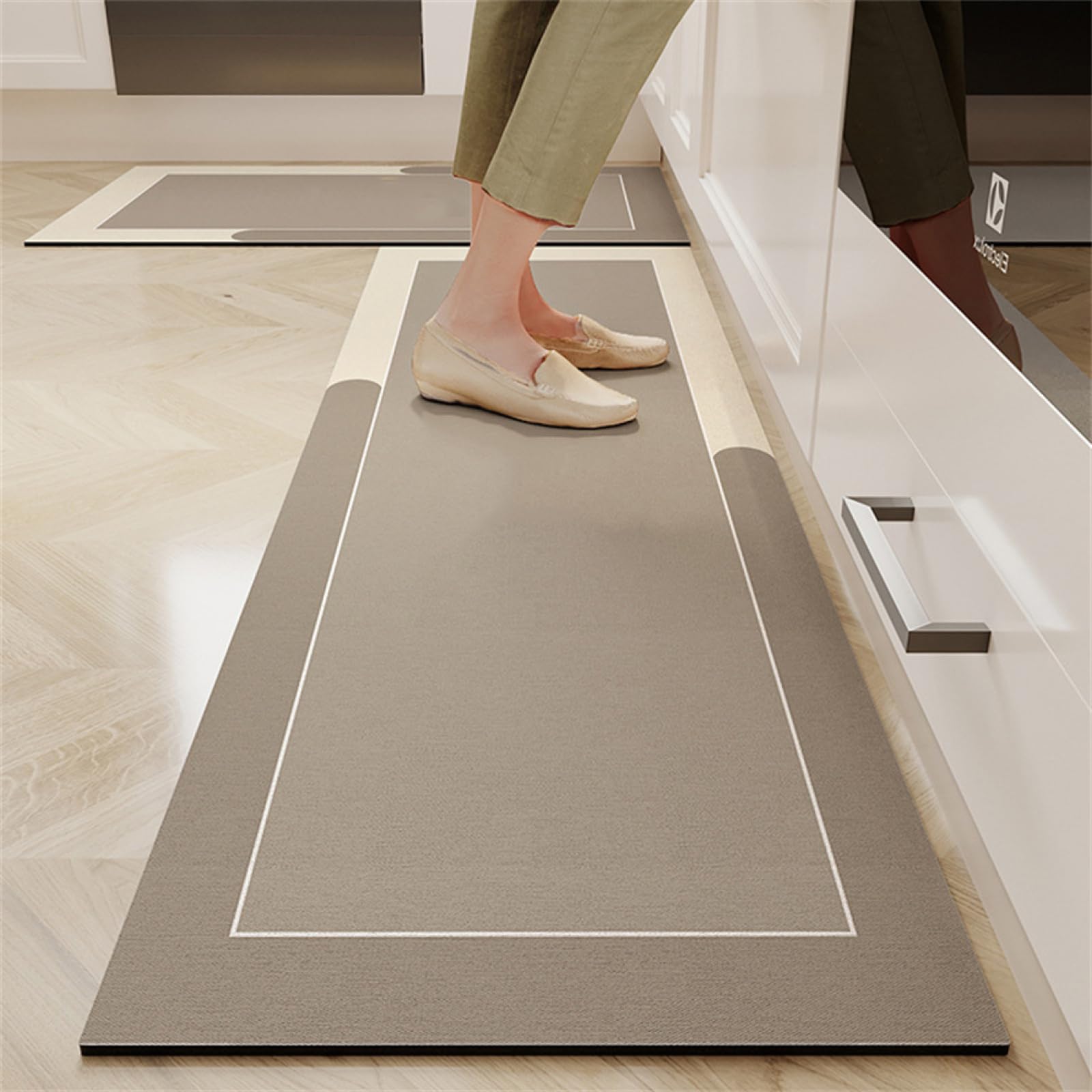 KüChenläUfer KüChenmatte 45x120cm, KüChenteppich Waschbar rutschfest, Teppich LäUfer Flur FußMatte Badematten, Wasser öL Aufnehmen Teppich KüChe Set für KüChe Wohnzimmer, Badezimmer Coffee