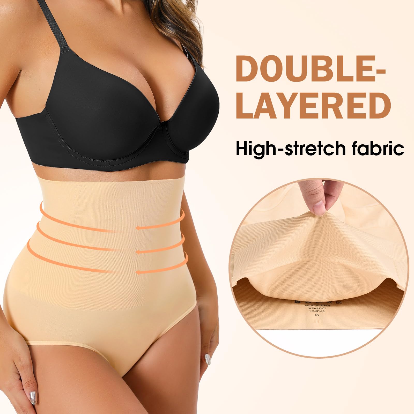 Niwicee Shapewear damskie majtki wyszczuplające brzuch, push-up, wysoka talia, elastyczne, modelujące figi