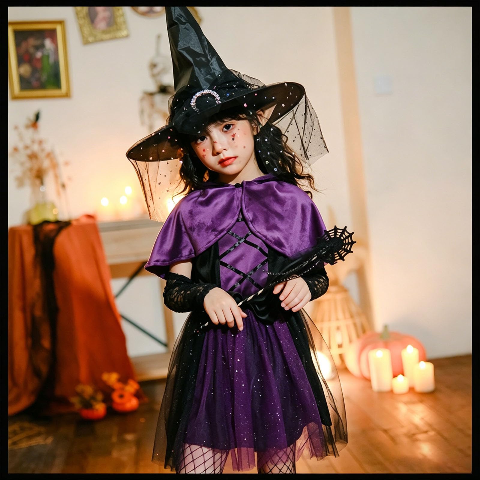 Kostüm Hexe Kinder Halloweenkostüme Kostüme Für Kinder Halloween Tutu Rock Set Mit Hut & Besen Für Violett Prinzessin Kleid Karneval Cosplay Kostüme Hexenhut Besen Und Bonbontüte