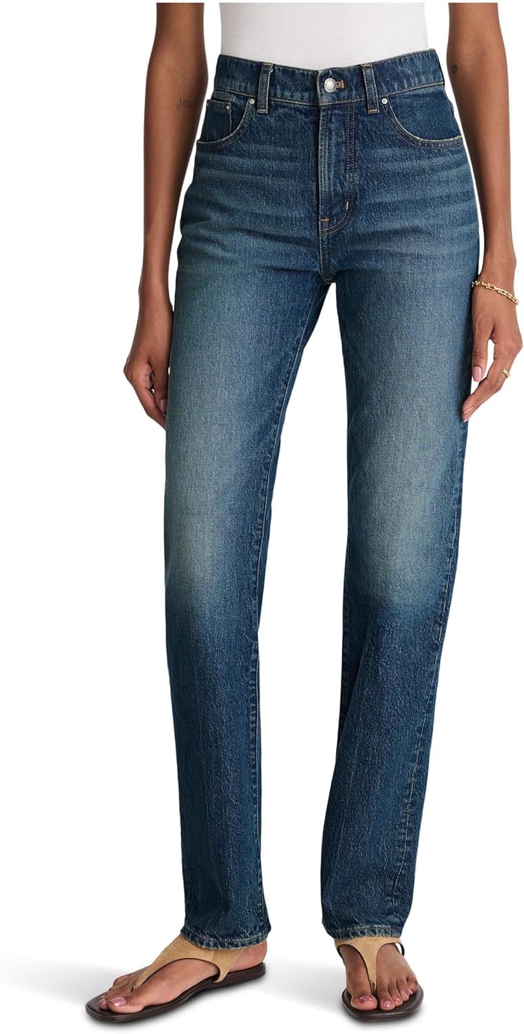 Madewell Womens Longline Straight Jean in Greendale Wash