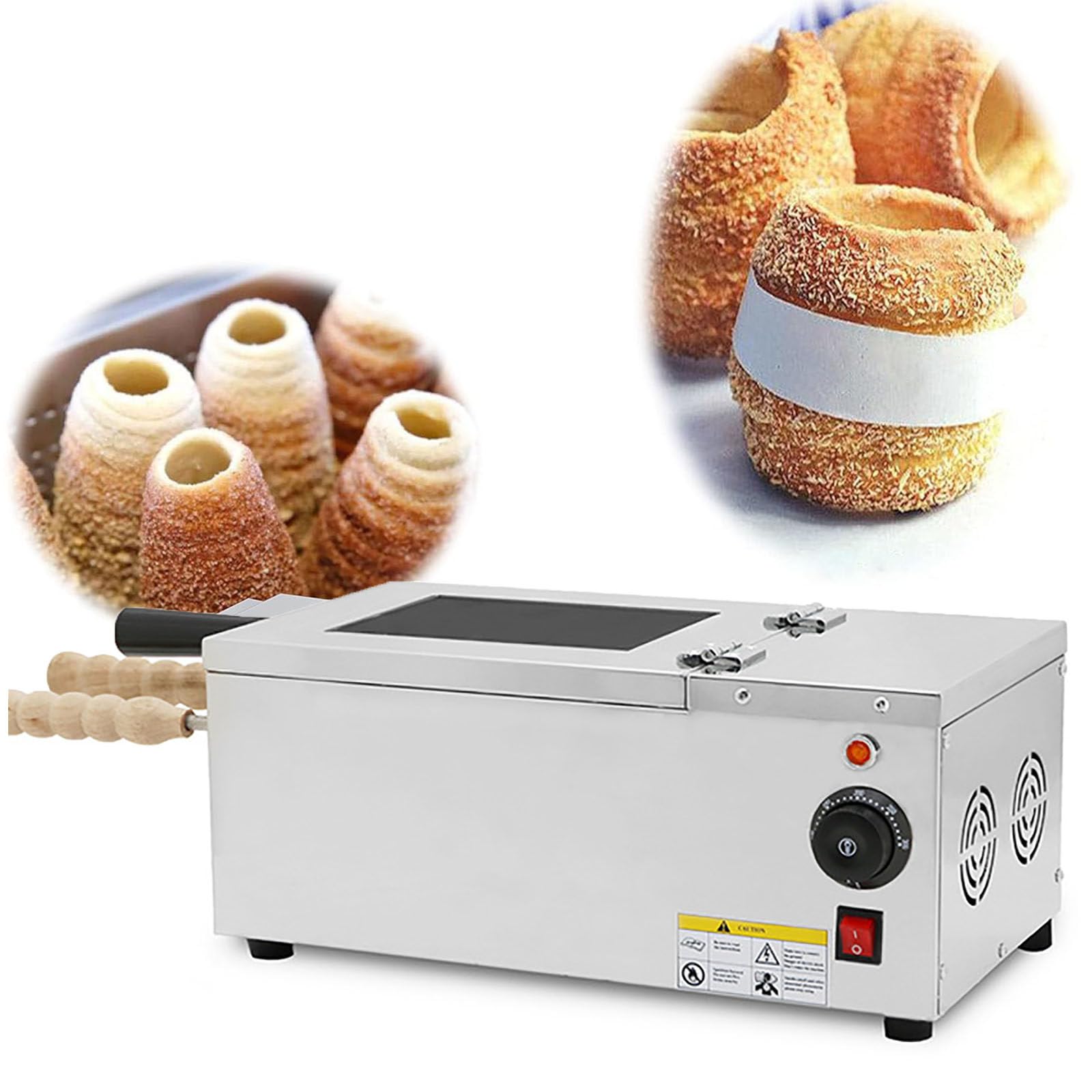 Horno Eléctrico Comercial con Chimenea, 1500 W, con Moldes Antiadherentes para Conos De Helado, Panecillos, Pasteles, Repostería Profesional Y Casera.