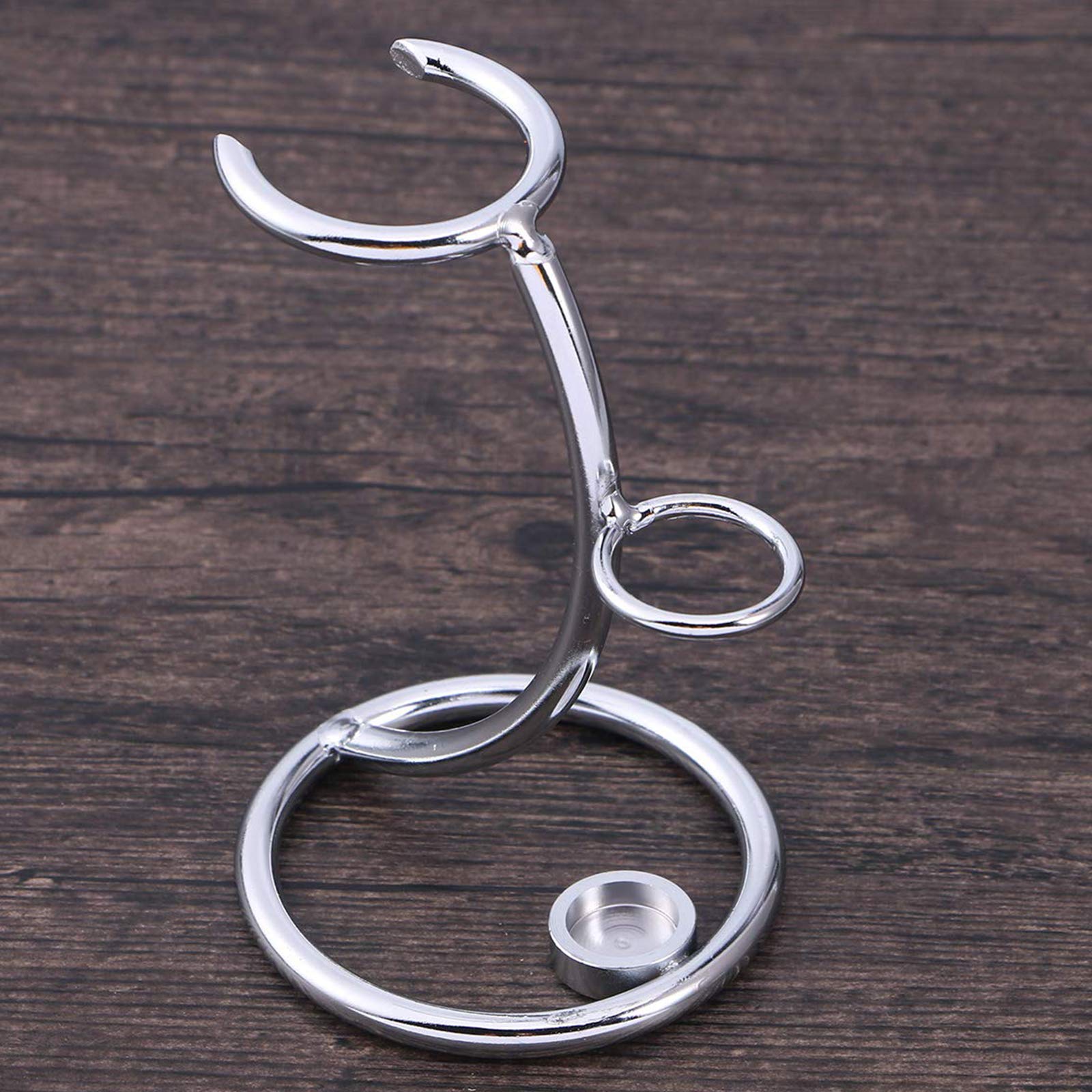 Supporto per Pennello da Barba Acciaio Inossidabile Portatile Supporto Spazzola Pennello Barba Durevole Robusto Supporto di Strumenti per la Rasatura 2 IN 1 per Uomo Domestico e in Viaggio Argento
