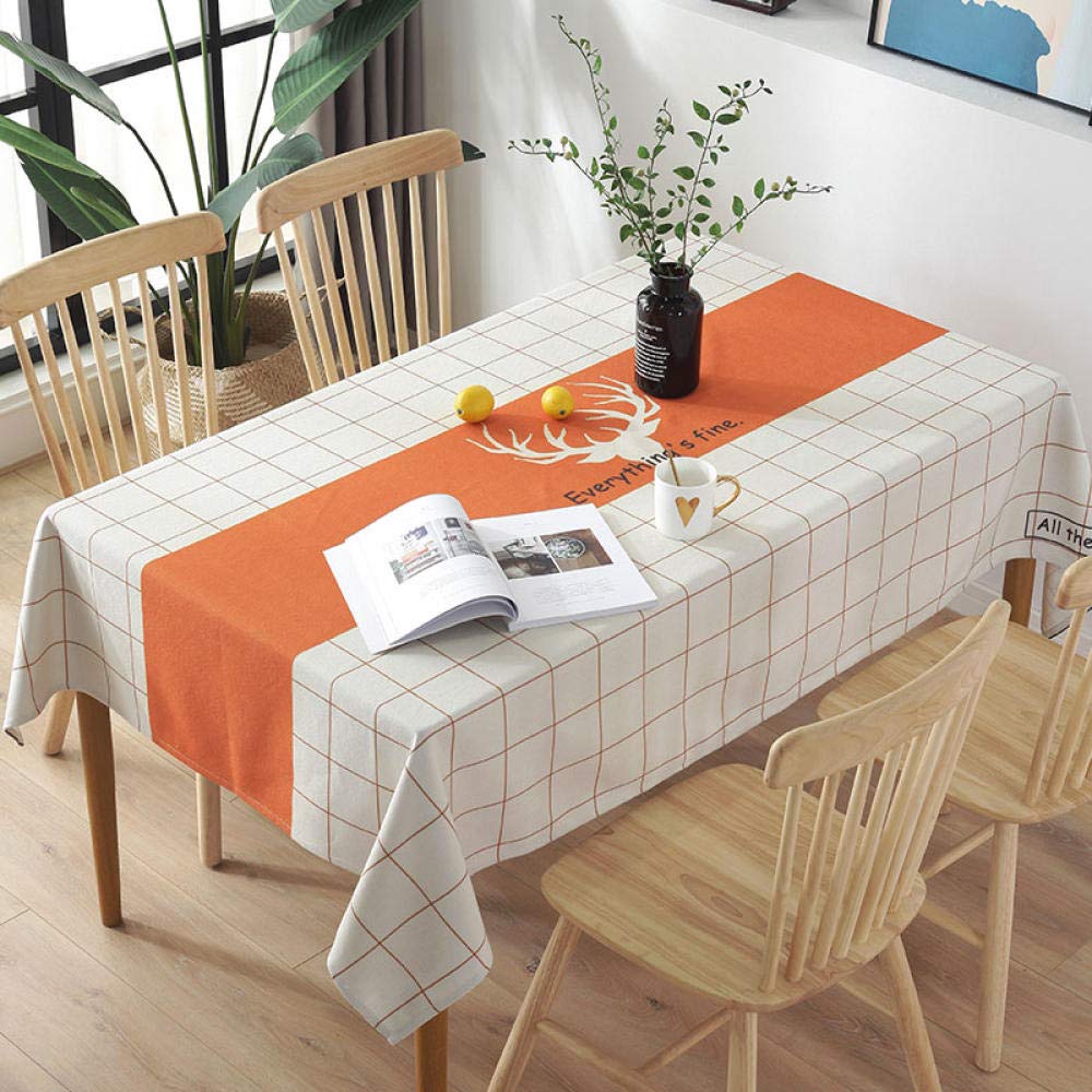 Manteles Antimanchas Estampado De Astas Naranjas Mantel de Tela Confeccionado Mantel Mesa Rectangular Cuadrado Encerado Mantel a Prueba de Polvo Cocina 140 x 180cm.