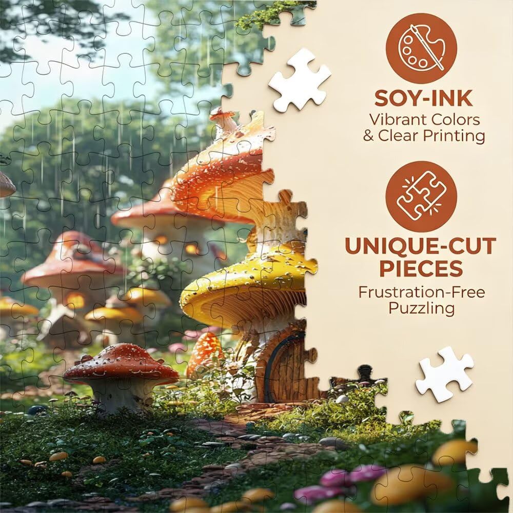 Puzzle 6000 elementów, kolorowe grzyby dom puzzle dla dorosłych, klasyczne puzzle, niemożliwe wyzwanie, gra zręcznościowa dla całej rodziny, gra edukacyjna puzzle, dekoracja domu DX0YL4712