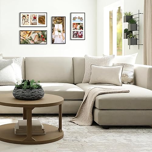 Miniatura 5 de AUEAR, Marco de metal de 7 x 14 pulgadas para tres fotos de 4 x 6 pulgadas, aluminio, paspartú marfil de 3 aperturas, montaje en pared para retrato