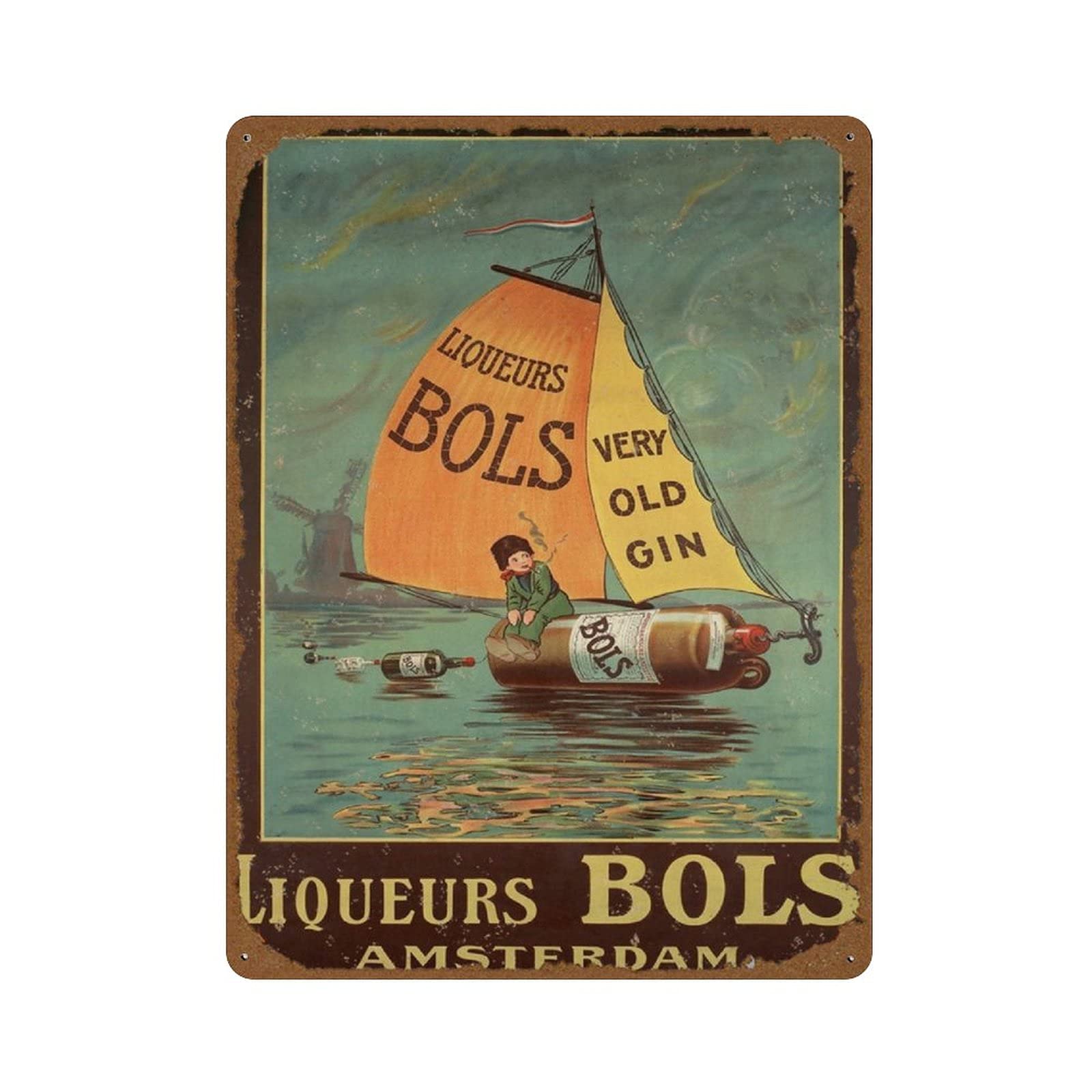 Bols Liqueur Netherlands Vintage Beers Wines & Spirits Art Deco Poster Novelty 12x16 Tin Sign Metal Poster Wall Funny Man Cave Cool Wall Door Warning Sign Aluminum Metal Tin Sign Vintage Style